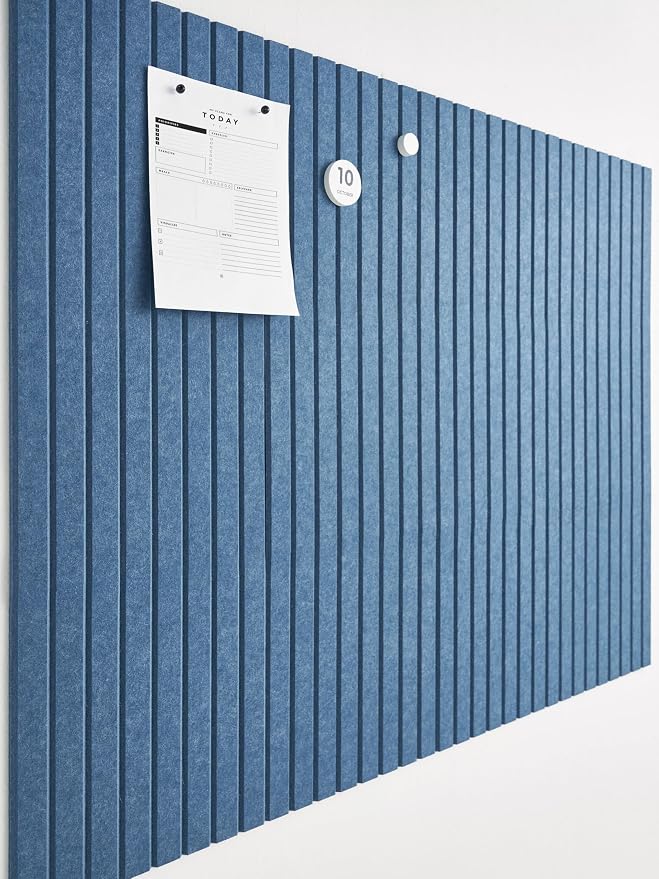 Large Bulletin Board 48x36- Office Wall Organizer to Replace Your Old Cork Boards for Walls for Office Decor -12-Pack Felt Wall Panels to Use in Home Office Decor, Classroom Decor (Slat Blue)