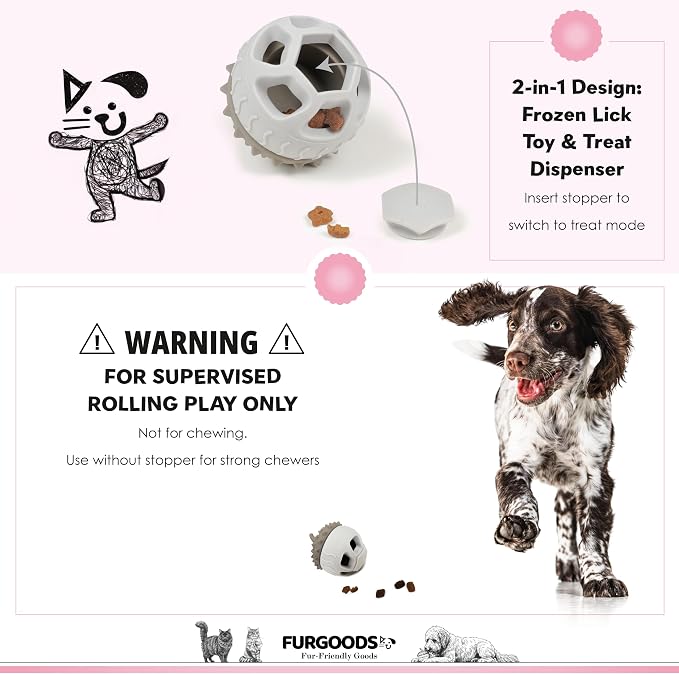 FURSICLE Frozen Dog Treat Toy Ball | Interactive Enrichment Dispenser & Silicone Mold to Freeze Yogurt Treat | Freezable Ice Licking Feeder Keeps Dogs Busy & Calm | Mental Stimulation & Boredom Buster