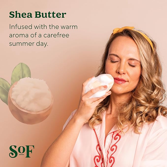 SoF Triple Milled Bar Soap - With Coconut Oil & Organic Shea Butter- Vegan & Non GMO- Free From Phthalates, Sulfates & Parabens- Shea Butter - 6 oz Bar 4 Bars