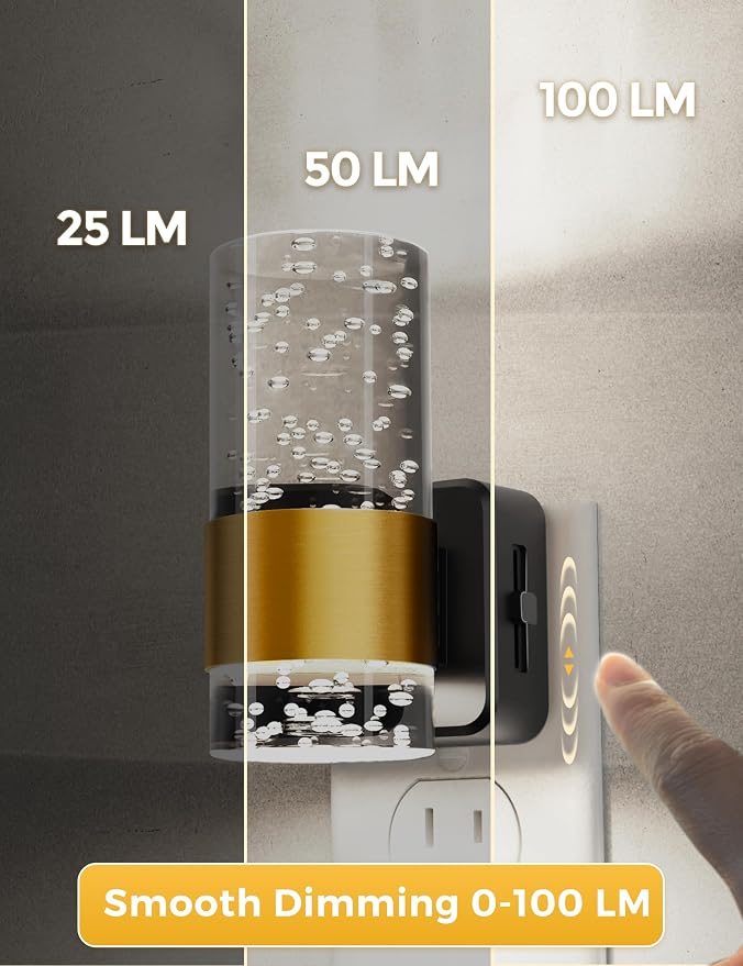 L LOHAS LED Night Light, Decorative Night Lights Plug into Wall | Dimmable Night Light, Auto Light Sensor, Bright White 5000K, Wall Sconce-style Design Nightlight, Bathroom, Bedroom, Hallway