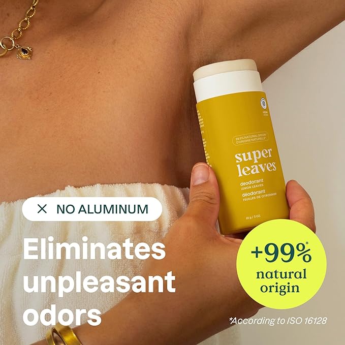 ATTITUDE Plastic-Free Deodorant, EWG Verified, Aluminum Free, Vegan Naturally Sourced Body Deodorants for Women & Men, Dermatologically Tested, Lemon Leaves, 3 Ounces