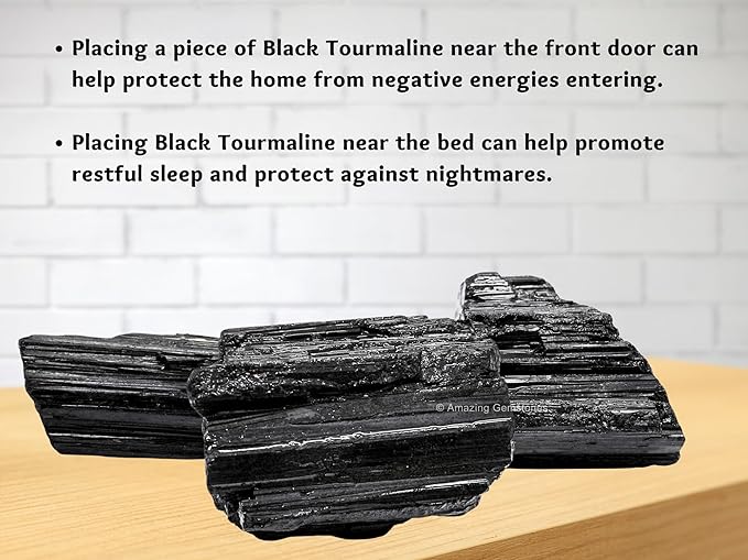 Amazing Gemstone Black Tourmaline Crystal - 1 Piece of 200-350 Grams - Very High Grade Black Tourmaline Crystals Rough Raw for Protection, Good Vibes Turmalina Negra Piedra Originales