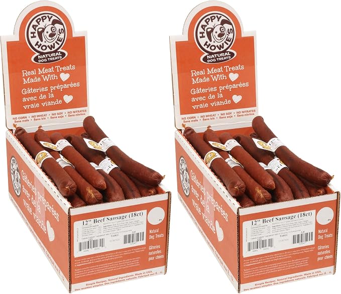 Happy Howie's Sausage Treats, Hormone Free, Beef, 36 Count (Pack of 1) | Healthy Dog Treats, Flavorful Slow Cooked Beef, Natural Ingredients