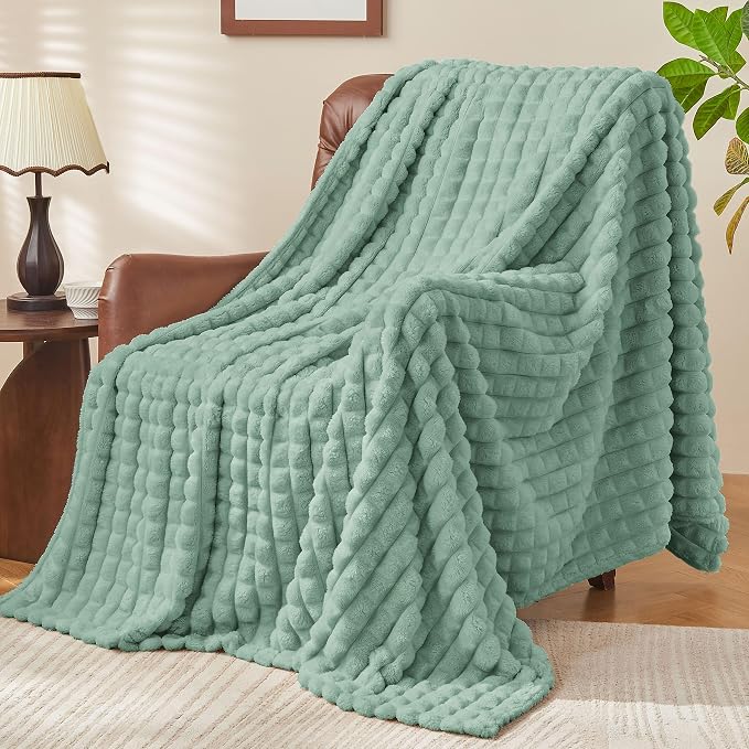 BEDELITE Sage Green Fleece Throw Blanket for Couch, 50x60 Inches | Soft Warm Fuzzy Fluffy Blanket for Bed Sofa, Lightweight Plush Cozy Blankets for Home Room Decor, Gift for Women, All Season