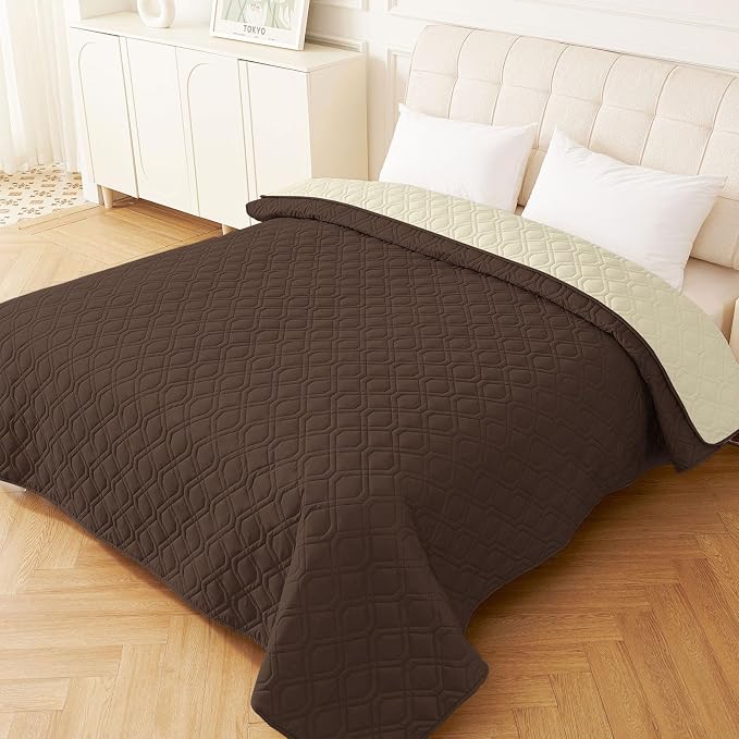 Waterproof Dog Bed Blanket - Soft Pet Blanket & Sofa Cover for Dogs | Reversible Washable Furniture Protector, Couch Covers for Pets (68x82 Inch, Chocolate/Beige)