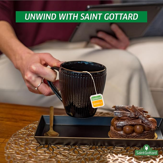 [Chamomile] Saint Gottard Herbal Tea – Caffeine-Free Herbal Infusion, Natural Ingredients, Hot or Iced Tea, Organic Premium Flavor Blend, Aromatic & Smooth Taste, 40 tea bags