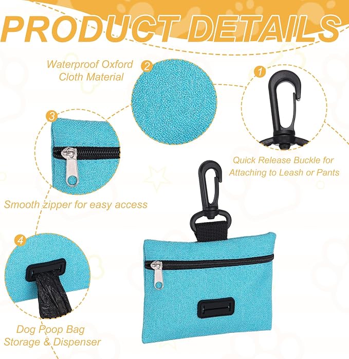 Dog Poop Bag Holder, Pet Waste Bag Dispenser Dog Treat Pouch with Clip Oxford Cloth Portable Reusable Easy Cleanup(2Pcs, Dark Green), Intended for Outdoor/Travel/Walking