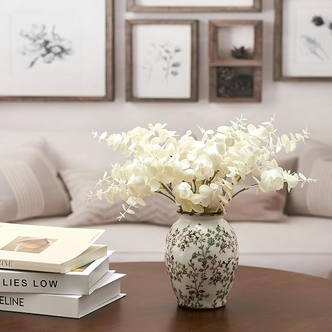 5.63" Ceramic Flower Decorative Antique Vase, Vintage Rustic Chinoiserie Floral Vase for Home Decor, Living Room, Bookshelf, Office, Entryway, Garden, Chinoiserie Decor, Tuscan Decor