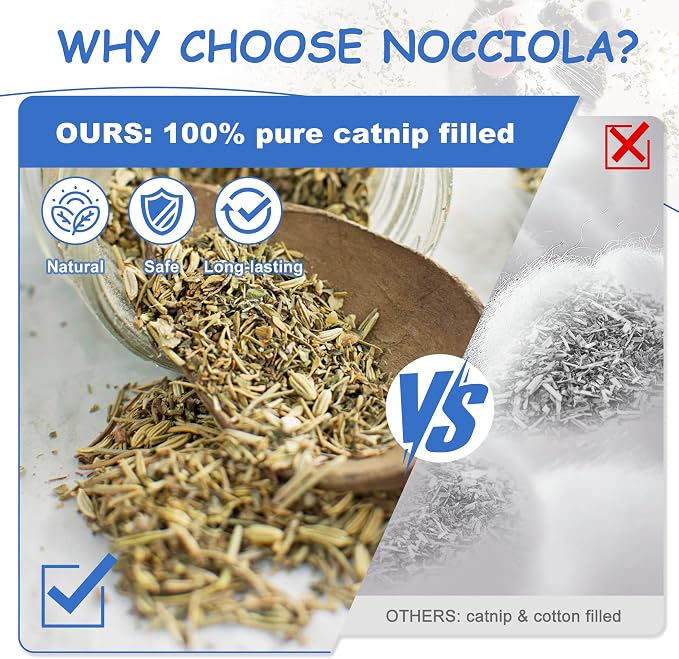 Nocciola 3 Pack Catnip Toys for Cats, Funny Cat Toys Filled with 100% Pure Organic Catnip, Safe Kitten Teething Chew and Kicker Toys, Stress Relieving Fun for Indoor Cats, Blue