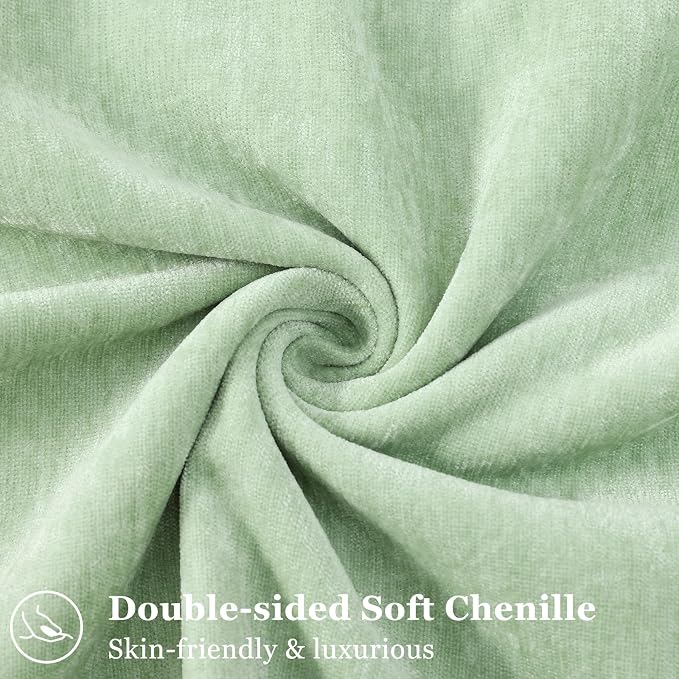 decorUhome Chenille Sage Green Velvet Throw Pillow Covers 16x16 Set of 2 | Fall Soft Couch Decorative Modern Farmhouse Pillow Cases with Elegant Design for Sofa Bed Living Room Home Decor
