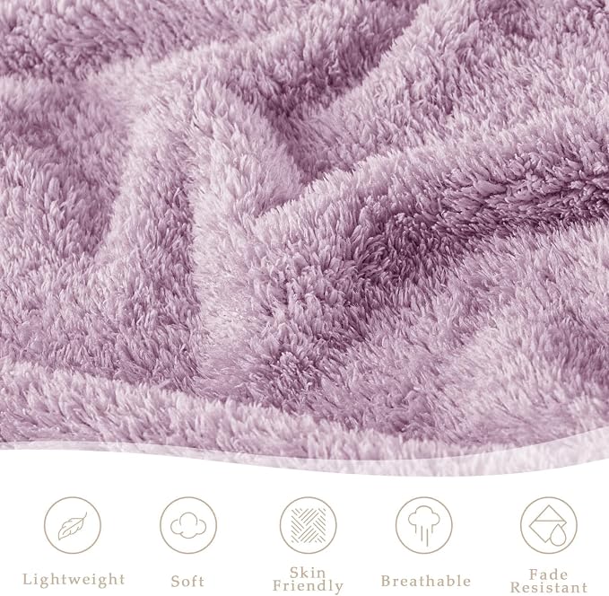 Exclusivo Mezcla Fleece Twin Size Blanket for Couch and Bed, 60" x 80" | Super Soft and Cozy Fluffy Blanket for Women, Lightweight and Fuzzy Blanket for Teens Back to School, Light Purple