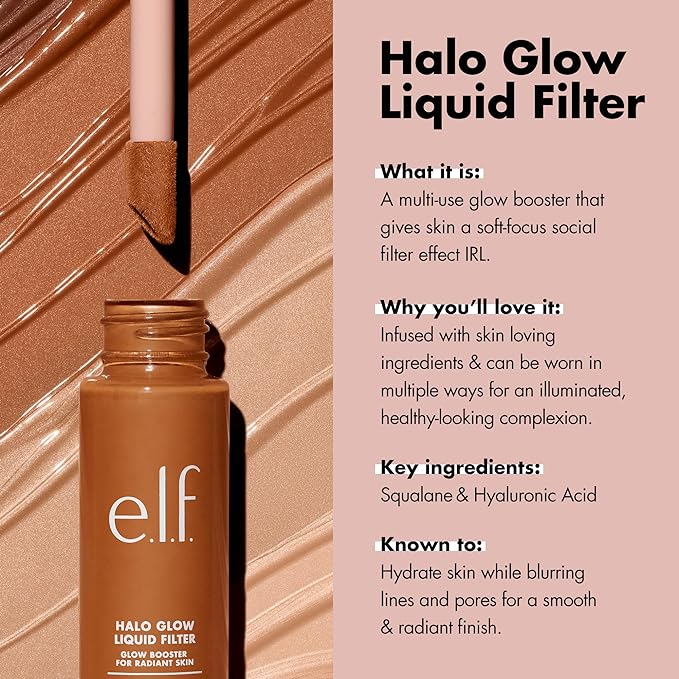 e.l.f. Halo Glow Liquid Filter, Complexion Booster For A Glowing, Soft-Focus Look, Infused With Hyaluronic Acid, Vegan & Cruelty-Free, 00 Fair