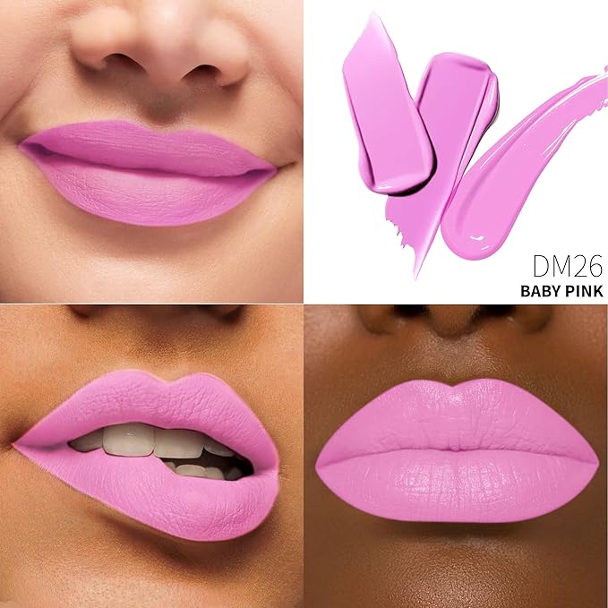 3Pc Matte Liquid Lipsticks for Women Dark Red Purple Pink Lipstick Cruelty Free Long Lasting Lip Color, DM18+DM20+DM26