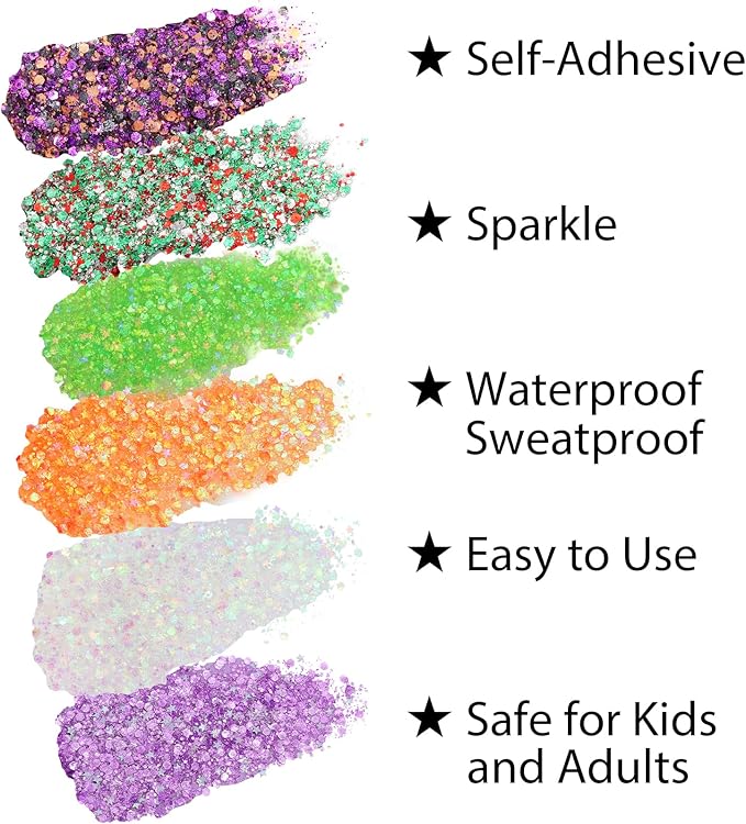 Mysense Red Silver and Green Body Glitter Stick, Christmas Makeup Face Hair Glitter for Kids Women, Stocking Stuffers Gifts Decorations, Sparkling Chunky Glitter Makeup, 0.56oz