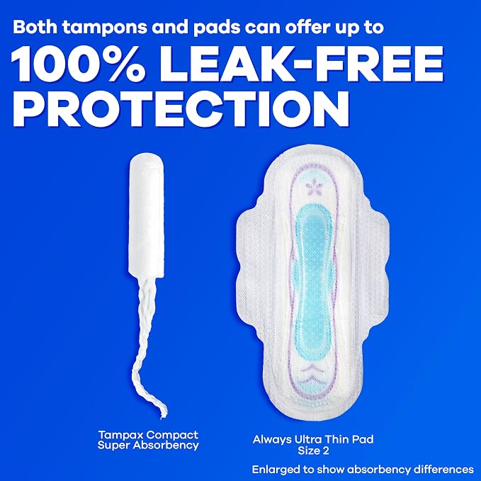 Tampax Pocket Pearl Compact Tampons Duo Pack, Regular/Super Absorbency with BPA-Free Plastic Applicator and LeakGuard Braid, Unscented, 90 Count Total (3 Packs of 30)