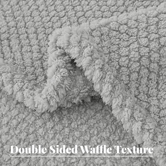 Whale Flotilla Extra Large Soft Fleece Throw Blanket for Couch | 50x70 Inch, Light Grey, Suitable for Sofa Chair Bed, Fluffy Fuzzy Jacquard Blankets for All Season, Lightweight and Cozy