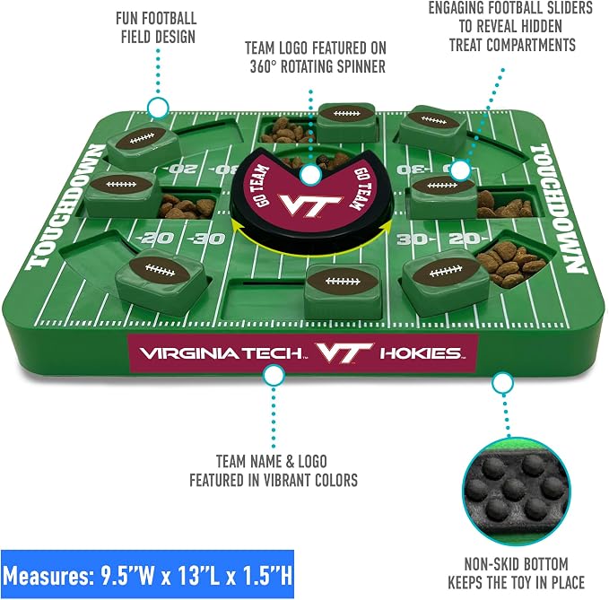 Pets First NCAA Virginia TECH Large Puzzle Toy, Dog Puzzle Treat Toy, New Large Size, Interactive Dog Treat Toy, Dog Slow Feeding Toy