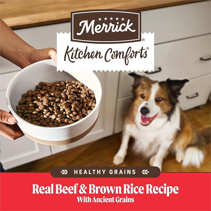 Merrick Kitchen Comforts Premium Adult Dry Dog Food with Ancient Grains, Real Deboned Beef and Brown Rice Dog Food Recipe - 33.0 lb. Bag
