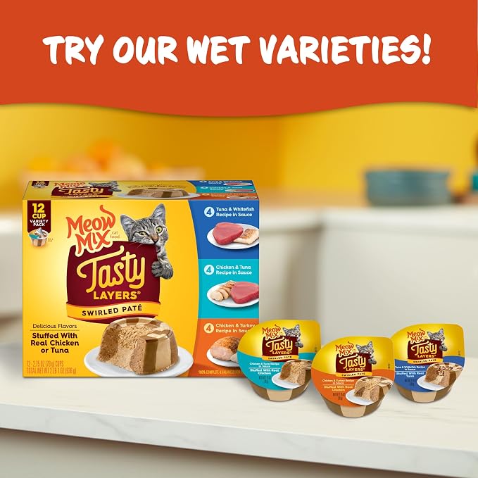 Meow Mix Tender Favorites with Real Tuna & Whole Shrimp in Sauce (Pack of 96)