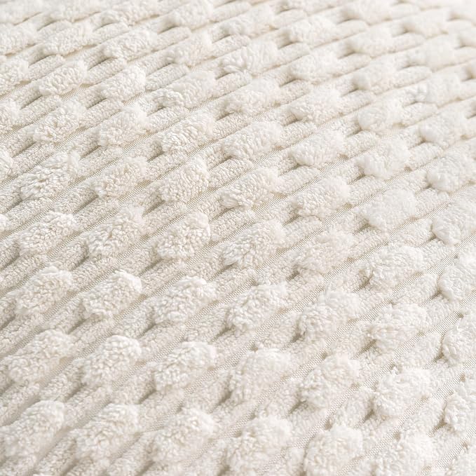 Set of 4 Cream White Decorative Throw Pillow Covers 22x22 Inch Corduroy Pillow Covers for Bed Couch Sofa Living Room Soft Square Cushion Cases