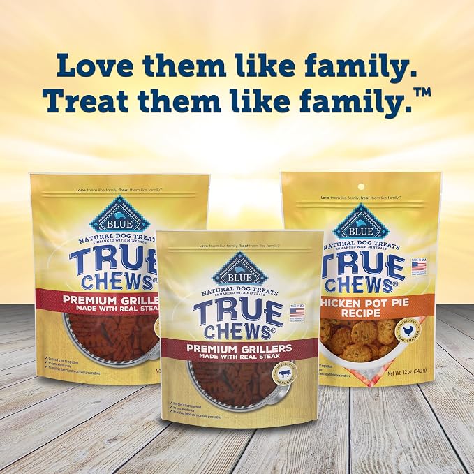 Blue Buffalo True Chews Premium Grillers Steak Dog Treats, 10 oz | Real Beef First, Tender & Tasty, Made in the USA, No Artificial Preservatives