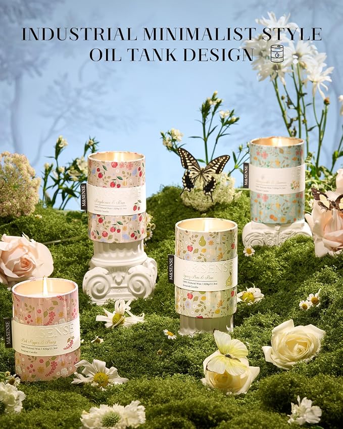 M&SENSE Spring Candle 11.3 oz,Green Mango Daiquiri Scented Candle, Non-Toxin Soy Wax for Home Scented, Floral Candles Gift for Women,Up to 70 Hours Burning Long-Lasting Fragrance