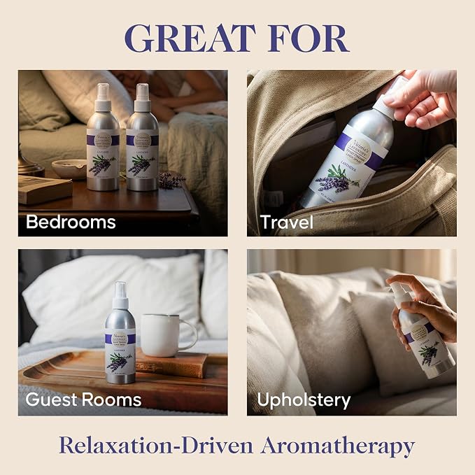 Victoria's Lavender Linen Spray - Aromatherapy Pillow Mist & Linen Spray for Bedding, Soothing Lavender Essential Oil Pure Blend for Bed & Pillows, Relaxing, Handmade in the USA - 3 Pack, 8 oz