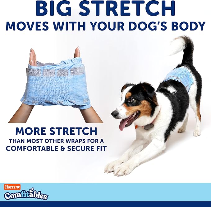Hartz Comfitables Disposable Male Dog Wraps with Stretchy Waistband, Extra Small 12 Count