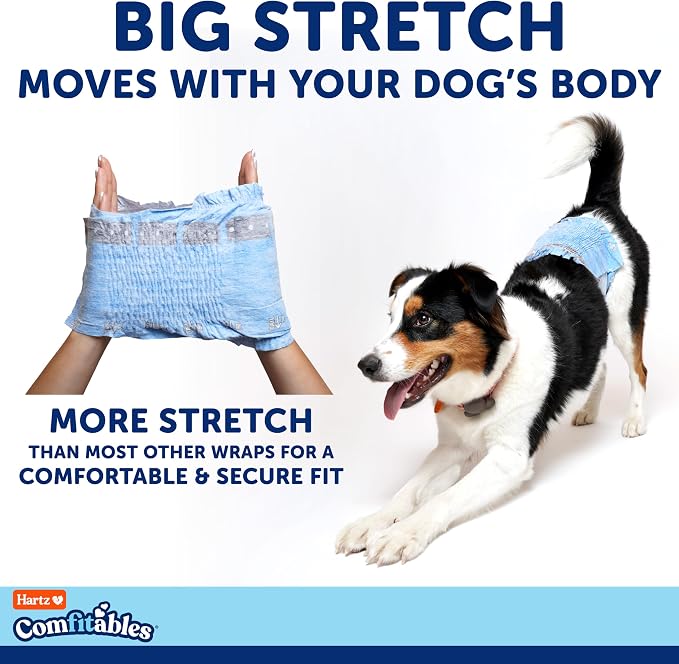Hartz Comfitables Disposable Male Dog Wraps Stretchy Waistband, M 36 Count | Comfortable & Secure Fit, Easy to Put On, Super Absorbent, Breathable Material, FlashDry Technology, Leak Shield