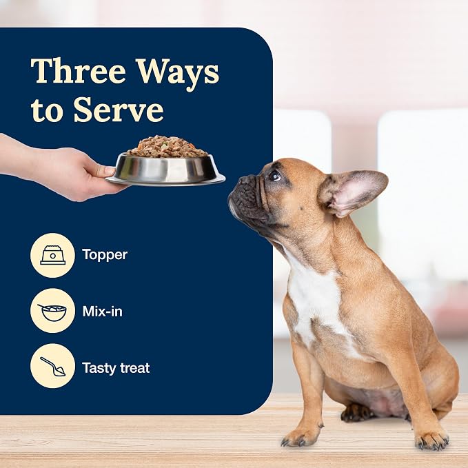 Blue Buffalo Delectables Chicken Grain-Free Dog Food Topper, 3 oz, 24 ct | Grain-Free, Real Chicken Cuts in Gravy, Single-Serve Pouches, No Corn, Wheat, or Soy