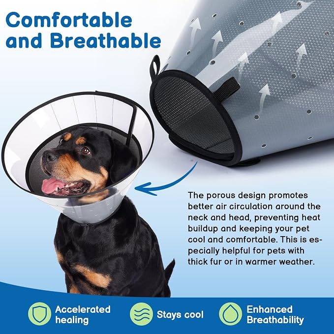 BARKLESS Transparent Dog Cone to Stop Licking Wounds, Soft E Collar, XXL