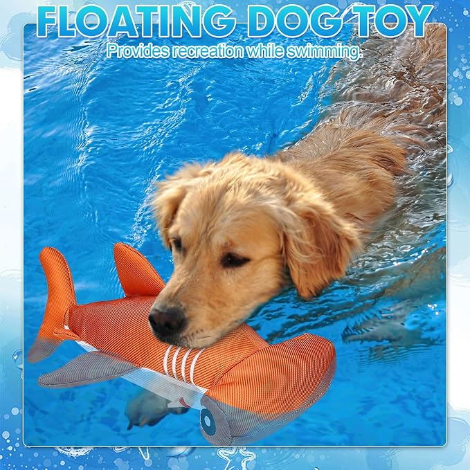 EXPAWLORER Floating Dog Toys Squeaky - 2 Pack Dog Water Toys for Pool Lake Beach, Pup Chew Toy Summer Outdoor Interactive Enrichment Play for Non-Aggressive Small Medium Large Breeds, Shark