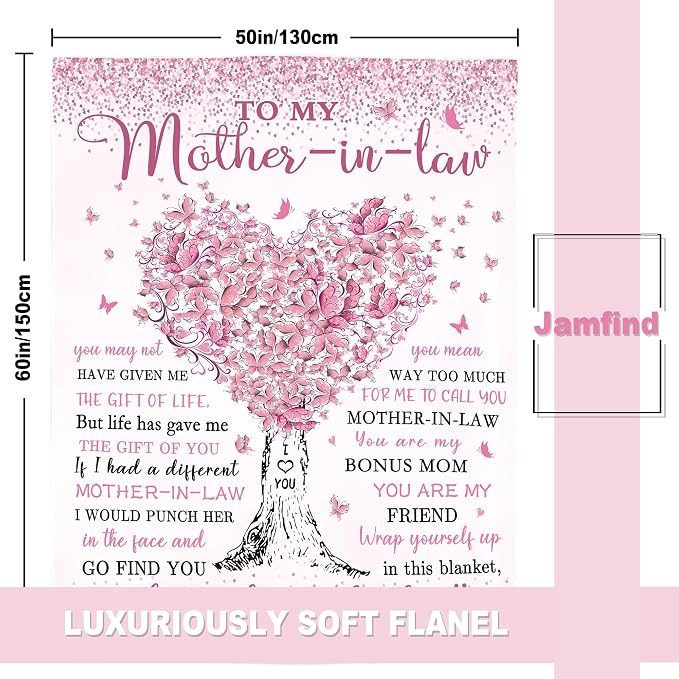 Mother in Law Gifts, Mother in Law Birthday Wedding Gifts, Birthday Gift for Mothers in Law Christmas Mothers Day Blanket 60"x 50"
