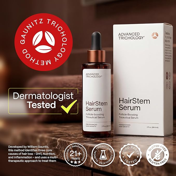 HairStem Follicle-boosting Triceutical Serum for Thicker Fuller Hair | Triple-Action, Multi-Zonal Topical Serum for Hormonal, Nutritional, and Inflammatory-Related Hair (Pack of 2)