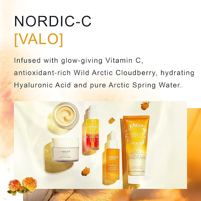 Lumene Nordic C Pure Glow Cleansing Balm - Make Up Remover Balm with Vitamin C for Skin Radiance - Vegan Eye Makeup Remover & Facial Care for Normal to Dry Skin (125ml)