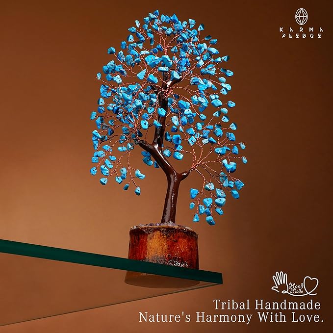 Crystal Tree of Life Birthday Gifts for Women, Men, Handmade Home Decor, Office, Room Decoration, Turquoise Reiki Healing Crystal Chakra Tree for Money, Good Luck Gifts for Her, Mom & Dad