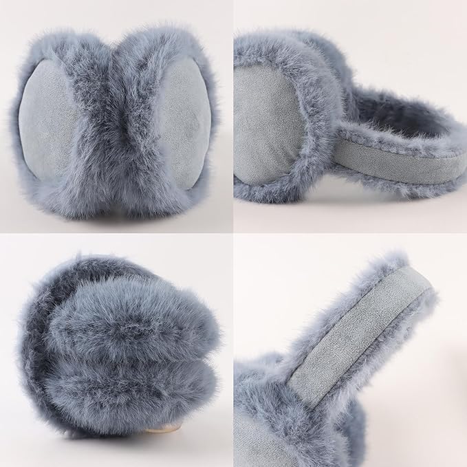 Zsedrut Winter Women Earmuff Foldable Ear Warmer Fluffy Ear Cover Warm Outdoor