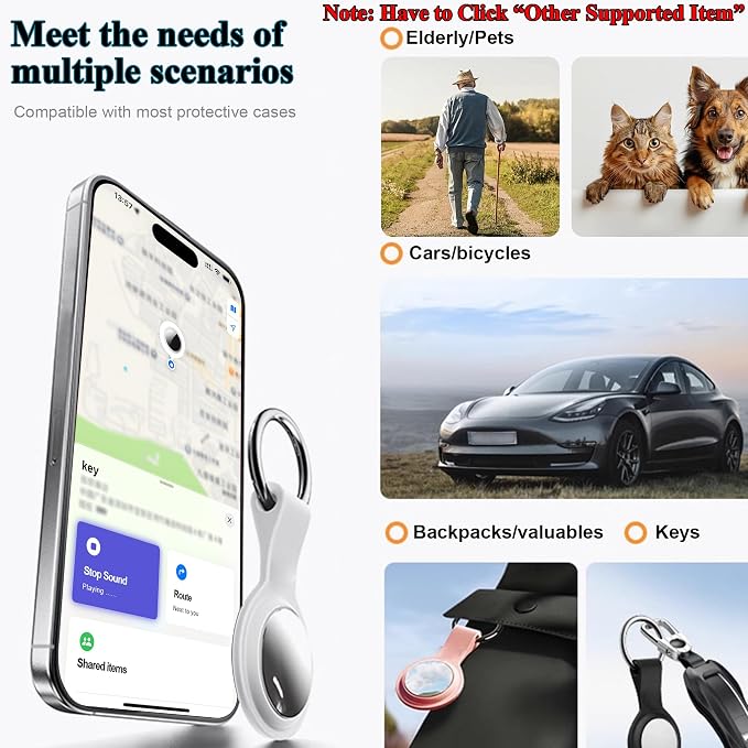 Air Tracker Tags 2 Pack, Bluetooth Tracker for iPhone iPad Find My iOS Only | Key Item Finder Locator with Sound, Smart Luggage Tag for Suitcases, Keys, Bags, Pets, Wallet, Backpack, Replaceable Battery