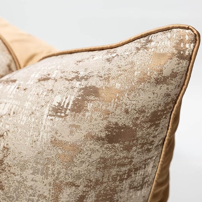 vctops Gold Decorative Luxurious Throw Pillow Covers Jacquard Square Cushion Cases Pillowcase for Bed Sofa Couch Chair Car Home Decor (Gold D,18"x18")