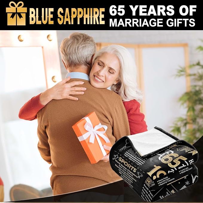 65th Anniversary Blanket Gifts Gift for 65th Blue Sapphire Wedding Anniversary 65 Years of Marriage Gifts for Wife Husband Dad Mom Parents Grandpa Grandma Grandparents Back in 1961 Blanket 60x50