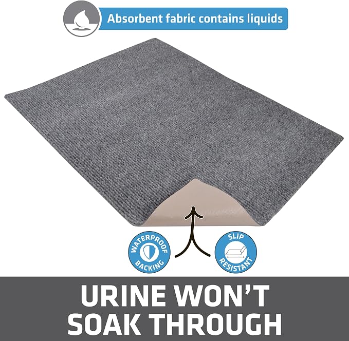 Drymate Cat Litter Box Mat, Litter Trapping Mat, Grey, 28x36 XL | Waterproof, Urine-Proof, Absorbent, Machine Washable, Soft on Paws, Contains Mess, Protects Floors, Kitten Supplies, USA Made
