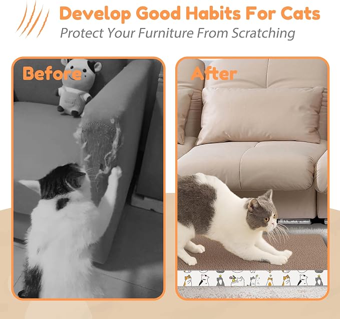 PatiencET Cat Scratch Pad with Box, 4 Pack Cardboard Scratcher Lounge Bed | For Indoor Cats, Reversible Corrugated Scratching Board Refill, With Catnip, Furniture Protector