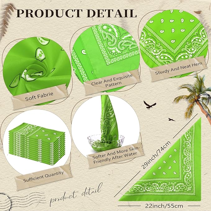 Suhine 12 Pcs Bandanas Bulk 22 x 22 Inch Paisley Headband Cowboy Handkerchief Christmas Thanksgiving Gift for Women Men