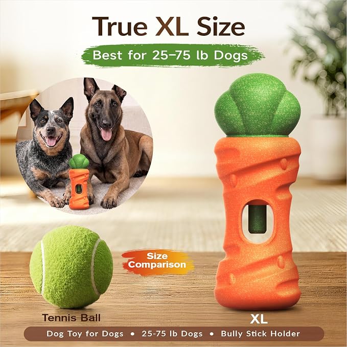 KADTC 2 in 1 Dog Bully Stick Holder, Tough Chew Toy for Aggressive Chewers