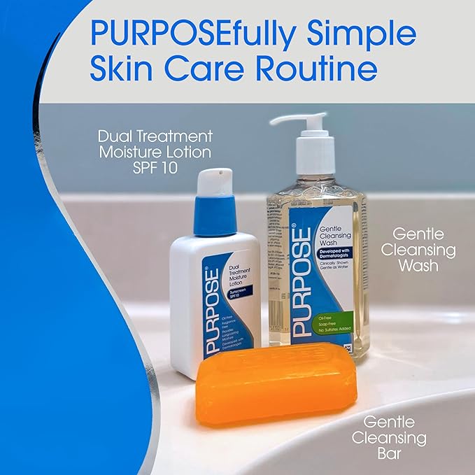 Purpose Dual Treatment Moisture Lotion with SPF 10 – Oil-Free, Fragrance-Free Daily Moisturizer for Sensitive Skin - 4 Fluid Oz.