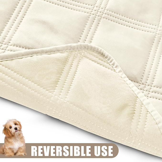 Smiry Waterproof Dog Bed Cover, Reversible Pet Blanket for Sofa Couch | Soft Washable Dog Blanket, Leakproof Couch Cover for Dogs Cats & Furniture Protection, 40x50, Beige/Beige