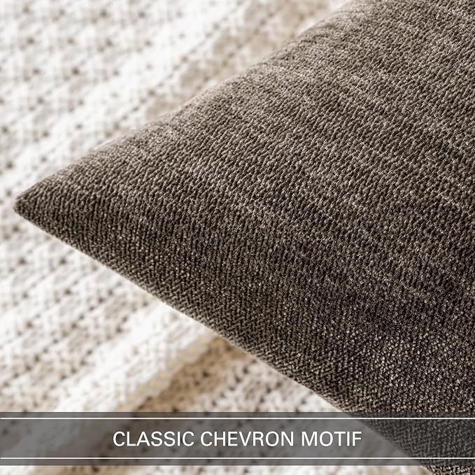 MIULEE Pack of 2 Brown Decorative Pillow Covers 20x20 Inch | Soft Chenille Couch Throw Pillows Farmhouse Cushion Covers for Home Decor Sofa Bedroom Living Room