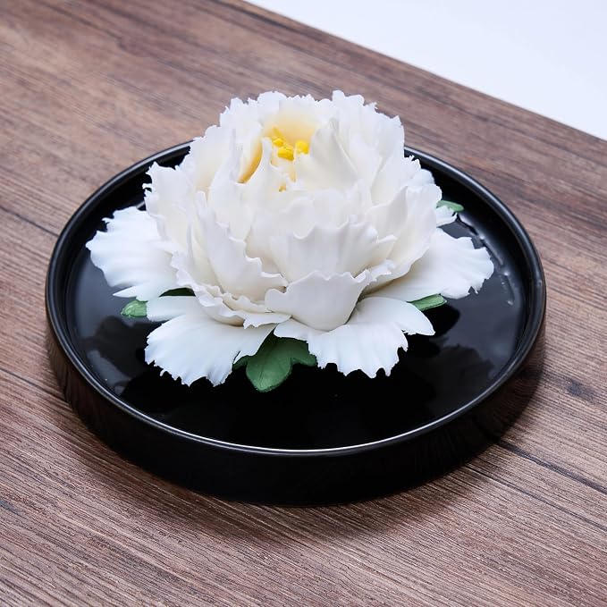 Passive Diffuser Ceramic Flower Aromatherapy – Exquisite Handcrafted Ceramic Decorative Essential Oil Diffuser for Office Desk, Home, and Yoga, with Robust Gift Box Packaging (White Peony)