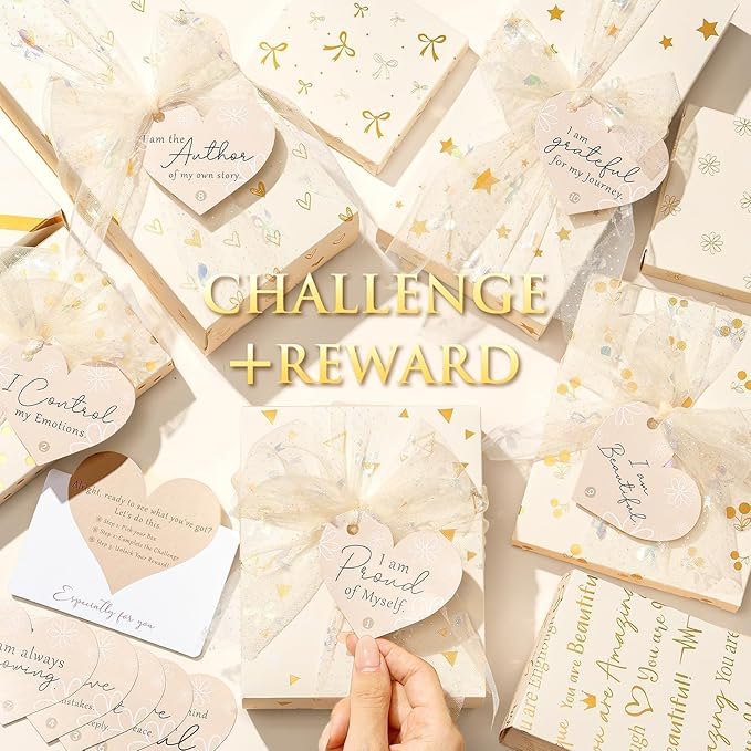 Teen Girl Gifts Trendy Stuff, 10 Positive Affirmation Cards & Empowering Challenges to Unlock 10 Wrapped Makeup Gift Set Motivational Birthday Christmas Gift Stocking Stuffers for Tween & Teenage Girl