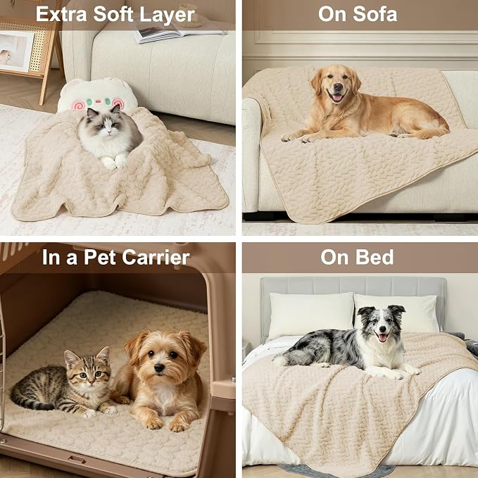 Ameritex Waterproof Dog Blanket Reversible, Leakproof Pet Blanket for Large Dogs, Soft Furniture Sofa Couch Cover Protector Washable, Fleece Cat Throw Bed, Reversible Washable Soft Plush